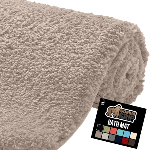GORILLA GRIP Bathroom Rugs, Ultra Soft Absorbent Mat, Thick Plush Bath Rug, Machine Washable, Microfiber Quick Dry, Mats for Shower, Bathtub and Floor, Home Decor Accessories, 24x17, Beige