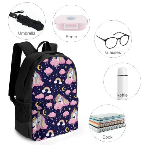 Durable Waterproof Hiking & Camping Daypack for Wet Conditions, Lightweight Backpack with Rain Cover for Outdoor Adventures & Trails, Cute Unicorns Bookbag4