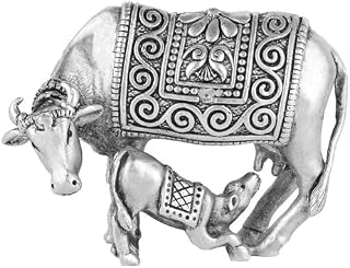SILVIYA Silver Cow and Calf 3D Idol Set - Pure Silver Kamadhenu for Puja - Home - Diwali Gift - with Certificate of Authen... Price In India