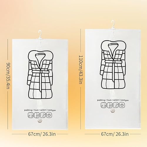 Miniatura 2 de Bolsas de almacenamiento al vacío colgantes, paquete de 4 bolsas grandes selladoras al vacío, organizador de armario, bolsas de almacenamiento de