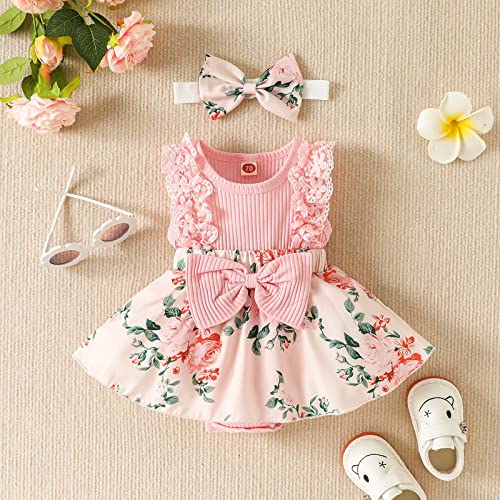 Vestido preto para meninas com estampa floral sem mangas e com nervuras (RD2, 6 a 9 meses)