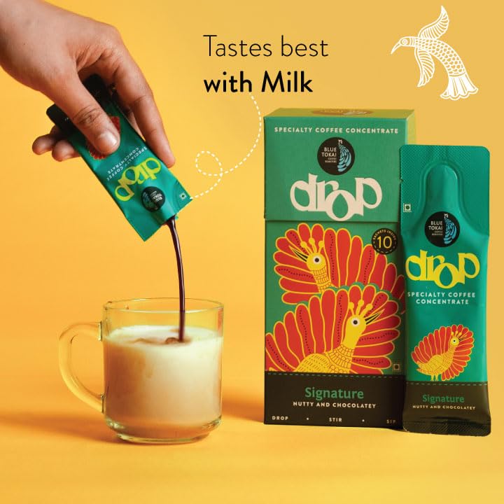 Image of Blue Tokai Coffee Roasters Drop Signature | Liquid Coffee Concentrate | 100% Arabica | Ready to Use Coffee | Hot or Cold | Pack Of 10 Sachets | 20ML Each | Instant Coffee | Specialty Coffee Concentrate