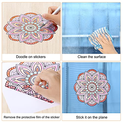28 Pcs Mandala Window Clings and Markers Color Your Own Stained Glass Art Kit, 20 Painting Designs Suncatcher Window Art Kit DIY Rangoli Kits for Adults Teens Hobby Beginner Xmas Gifts