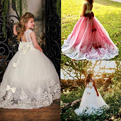 Girls Pageant Dress with Train Long Princess Lilac Kids Prom Puffy Tulle Ball Gown3