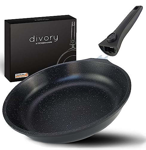 DIVORY grande poêle 32cm I Poignée amovible, induction, revêtu, a...