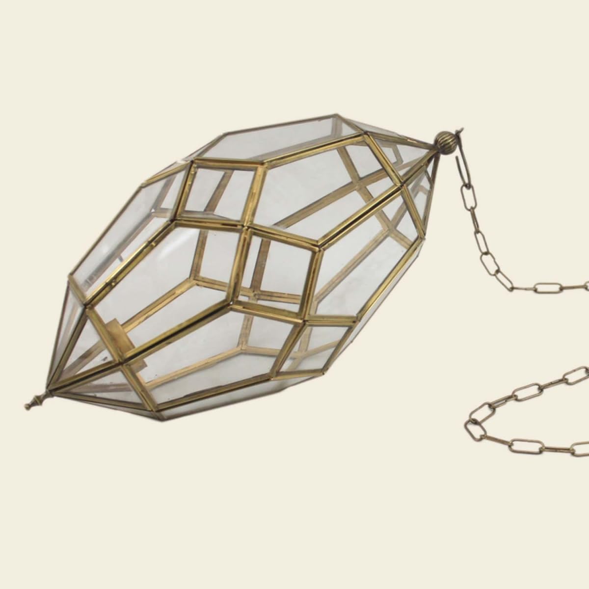Orientalna latarnia wisząca Selma z kolorowego szkła i metalu z łańcuszkiem | marokańska szklana latarnia na świeczniki typu tealight | świecznik na podgrzewacze wiszący świecznik do zawieszenia