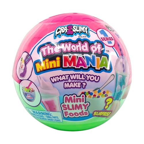 Image of Cra-Z-Slimy world of Mini Mania Surprise Ball Collectables Make your own miniature slimy foods with add ins- Styles May Vary, Neon Green