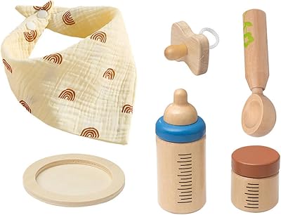 PartyKindom 1 Ensemble Set de Jouets Bois pour Biberon Ensemble Alimentation Éducatif pour Biberon à Jouer pour Jeu de Rôle Développement des Compétences Sociales