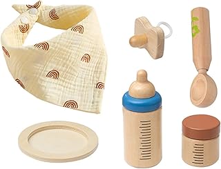 PartyKindom 1 Ensemble Set de Jouets Bois pour Biberon Ensemble Alimentation Éducatif pour Biberon à Jouer pour Jeu de Rôle Développement des Compétences Sociales