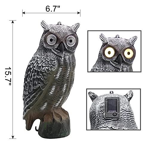 Yofit Solar Bird Scarecrow Fake Horned Owl Decoy, Bird Repellent Garden Protectors, Natural Enemy Pest Deterrent Scarecrow #TOP2