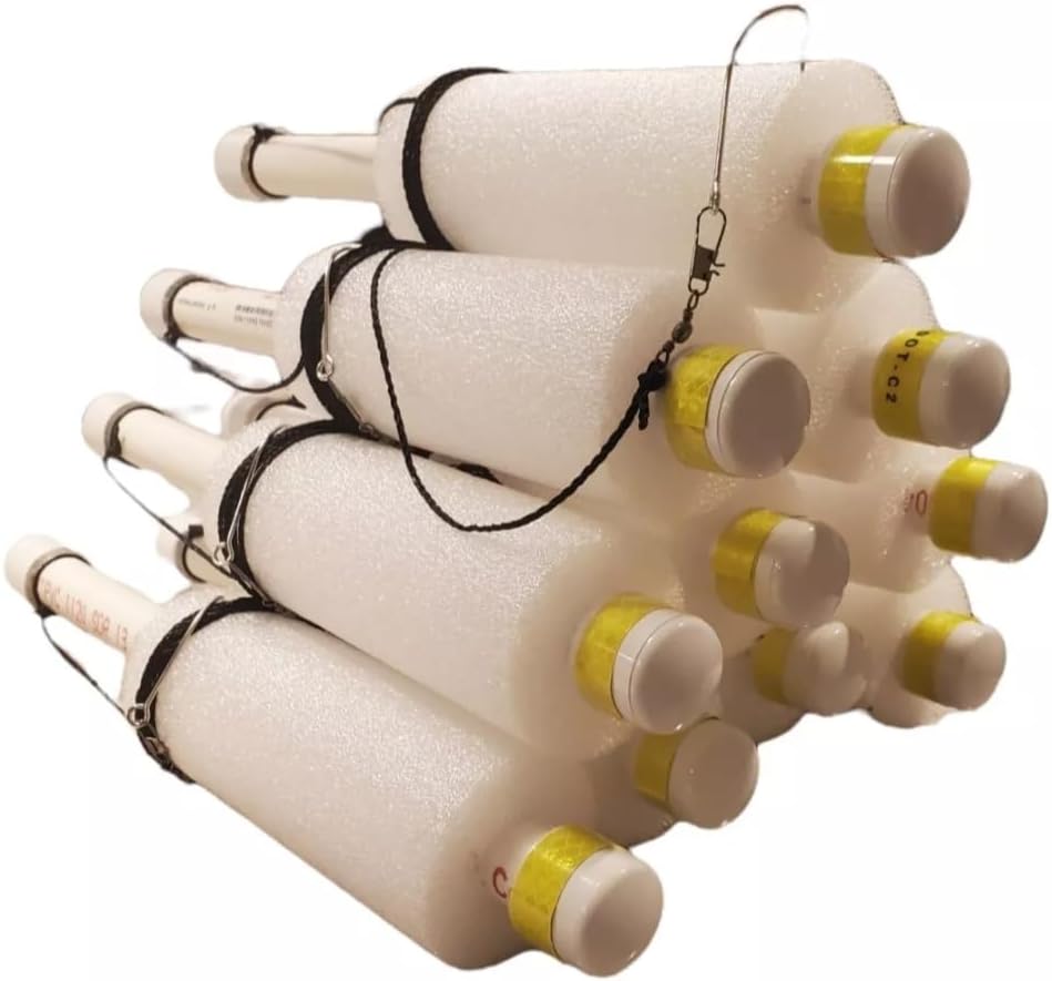 Rhodes Jugs Tilt Catfish Noodle Jugs 6 Pack - 7ft line - Kayaking - Made in USA - Ready to Go - Lime Green, Red, Blue, Orange, White & Multicolor - Catfish Rig - Catfish Tackle - Weighted Jug Lines