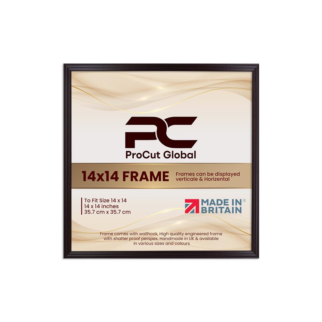 Procut Global 14X14 Mahogany Picture Frames - Classic Wooden Photo Frame with Shatterproof Perspex for Wall or Tabletop - Perfect for Posters, Certificates & Prints - Sizes & Colors Available