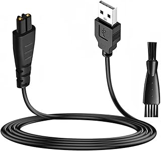 Remington - Cargador de afeitadora y cortadora de 5 V, USB, cable de carga para afeitadora eléctrica y cortadora, incluye cepillo de limpieza compatible con los modelos Remington XR7000, XR1410