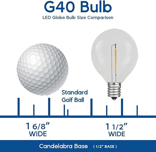 Miniatura 3 de Novelty Lights focos globo de repuesto para luz en cadena, para exteriores, transparente, paquete de 25 G40, base de candelabro C7E12, 5 vatios,
