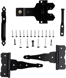 National Hardware V8422 Deluxe Black T-Hinge Gate Kit - Weatherproof Latch, Pull & Hardware for Gates & Sheds