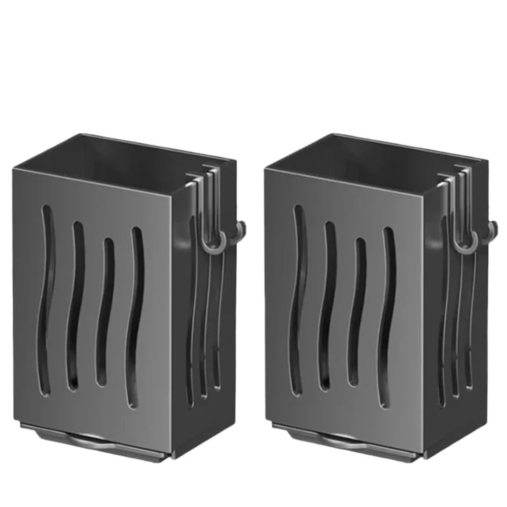 Lot de 2 porte-ustensiles de cuisine multifonction - Support mural autoportant en plastique pour baguettes - Gris