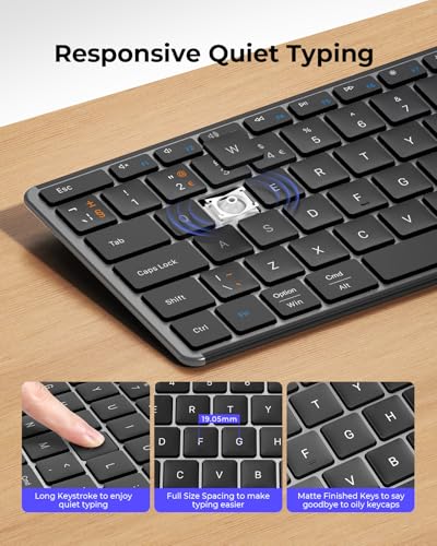 Teclado y mouse Bluetooth recargable multidispositivo para eliminar cables en iPad y PC 4