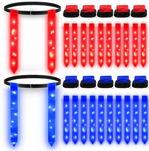 Libima 10 Sets LED Flag Football Belts Glow in the Dark,Blue and Red