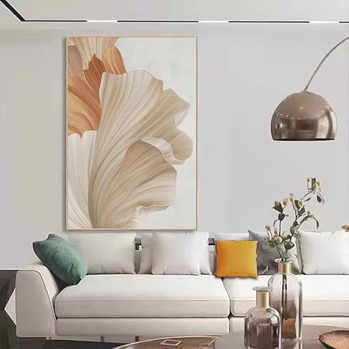 IHHGNB Warm Neutral Leaf Canvas Art Prints Minimalist Textured Wall Decor for Living Room Bedroom Printed Poster Unframed(40x50cm(16x20in)/No frame)