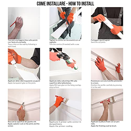 12 x 1 Meter HCR516-1 (4 Ecken) Bilderrahmen für Bilderrahmen aus robustem weißem Duropolymer (besser als Polystyrol und Gips)