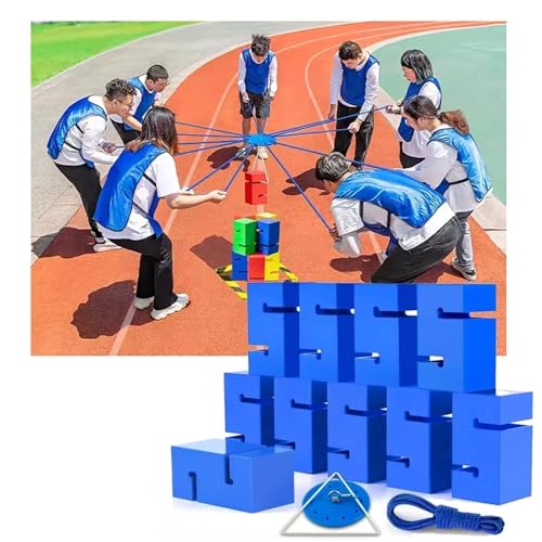 juegos de team building para el trabajo, IEOWY Juego de Torre de Construcción de Equipos, Actividades en Grupo Al Aire Libre Divertidos Juegos de Competencia, Promueve la Comunicación Amistosa (Azul
