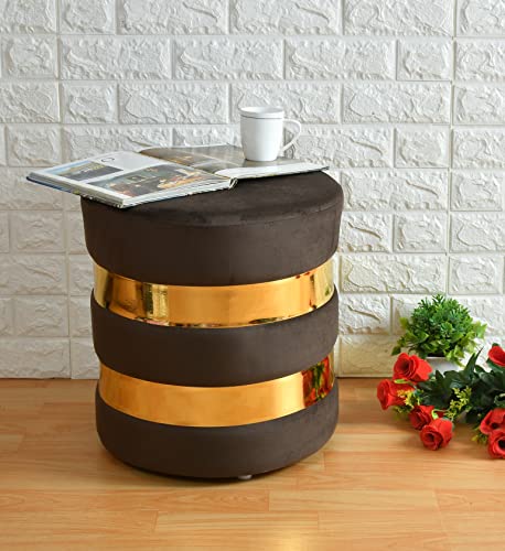 ShadowKart Ottoman Pouffes Stool for Living Room Sitting Furniture Footrest Pouffes for Sitting| Foot Stool for Office, 15x15x17 Inches, Umber Green