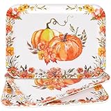 JarThenaAMCS 3Pcs Fall Serving Trays Reusable Watercolor Pumpkin Flower Platter Vintage Autumn Serving Dishes for Thanksgiving Sharing Snacks Fruit Dessert Candy