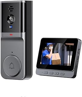 KEPEAK Video Türklingel mit Kamera, 4,3 Zoll Farbbildschirm, Weitwinkel Sicht, Nachtsicht, Zwei-Wege-Audio, 800mAh Akku, Kabellos Keine App/Kein WLAN, Einfache Installation