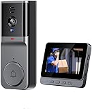 KEPEAK Video Türklingel mit Kamera, 4,3 Zoll Farbbildschirm, Weitwinkel Sicht, Nachtsicht, Zwei-Wege-Audio, 800mAh Akku, Kabellos Keine App/Kein WLAN, Einfache Installation