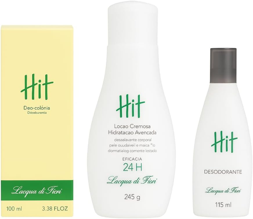 L’acqua di Fiori Kit Hit Feminino, Deo Colônia 100ml, Hidratante Corporal 245g, Desodorante 115ml, Fragrância Floral Oriental