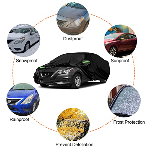 Image of Waterproof Car Covers Replace for 2007-2025 Nissan Versa /Note, 6 Layers All Weather Custom-fit Car Cover with Zipper Door & Windproof Bands for Snow Rain Dust Hail Protection (Versa)