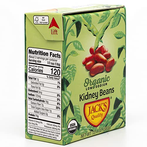 Jack's | Organic Kidney Beans 13.4 Oz.| Packed With Protein And Fiber, Heart Healthy, Low Sodium & Non Gmo | (8-Pack) #TOP1