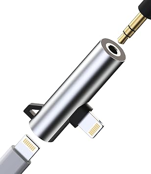 iPhone Converter Adapter, Apple Lightning Earphone Jack 2 in 1, Charging 3.5mm Headphone Bifurcation Cable, iPhone MFI Certified, Simultaneous Lightning Plug Rapid Charger Earphone Aux Branch Cord