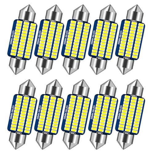 NEOVSUNY LED Innenbeleuchtung Auto, 10 Stück 39MM Auto Innen Beleuchtung, 12V Auto-LED-Glühbirne Innenraum, Canbus Fehlerfrei Innenraumbeleuchtung Birne, Auto LED-Lampe Ambientebeleuchtung, Weiß