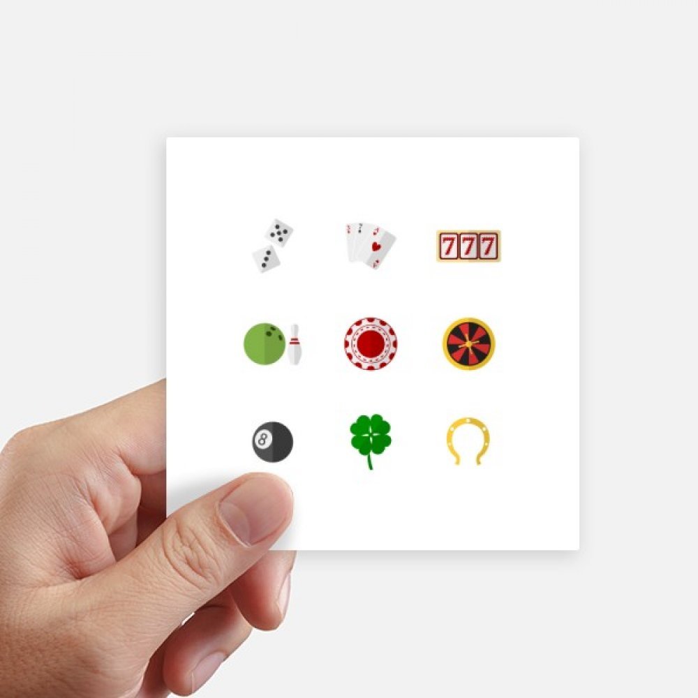 Sticker casino multicolore lot de 8 impressions carrées de 10cm