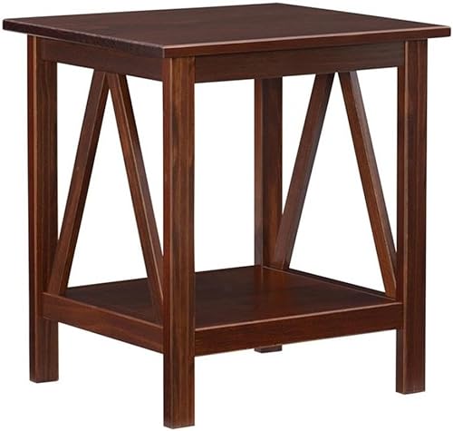 Miniatura 1 de Mesa auxiliar de madera maciza de pino Ellotis en marrón