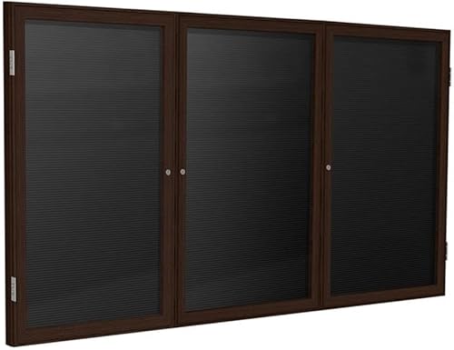 Vista 4 de Ghent Tablero de letras de franela cerrado de 2 pulgadas x 1 1/2 pulgadas, 1 puerta, negro, marco de madera con acabado de nogal (PN121 1/2B-BK)