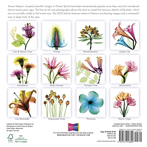 Flower Spirits 2023 Mini Calendar — Radiographs Of Nature By Steven N. Meyers, 7" X 7" #TOP1