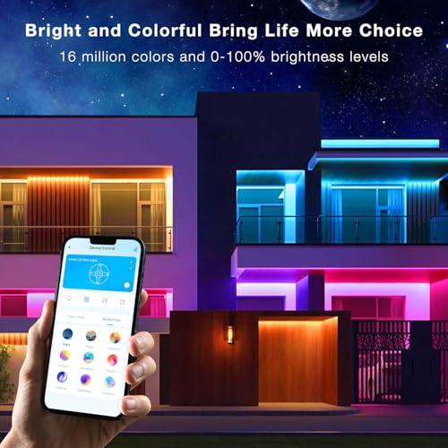 Image of Outdoor LED Strip Lights Waterproof 200ft, IP67 Waterproof LED Light Strips with Remote, Music Sync APP Control, RGB Color Changing LED Lights for Roof, Balcony, Deck, Pool, Patio, Outdoor Decorations