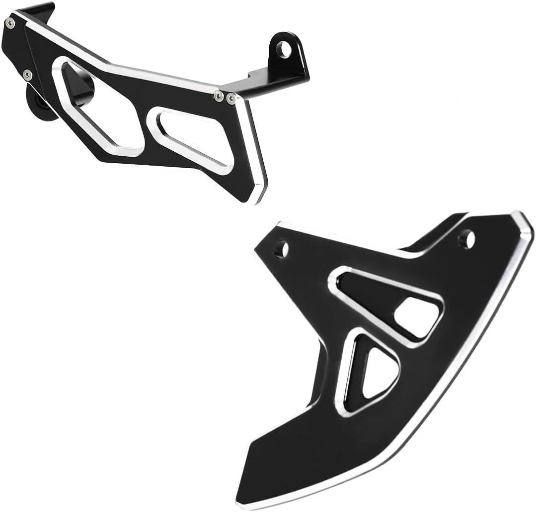 DRZ400SM Rear Brake Disc Guard and Rear Caliper Guard Compatible with DR-Z 400SM 2005-2024 3D CNC Dirt Bike Motorcycle Chain Protector (Black)