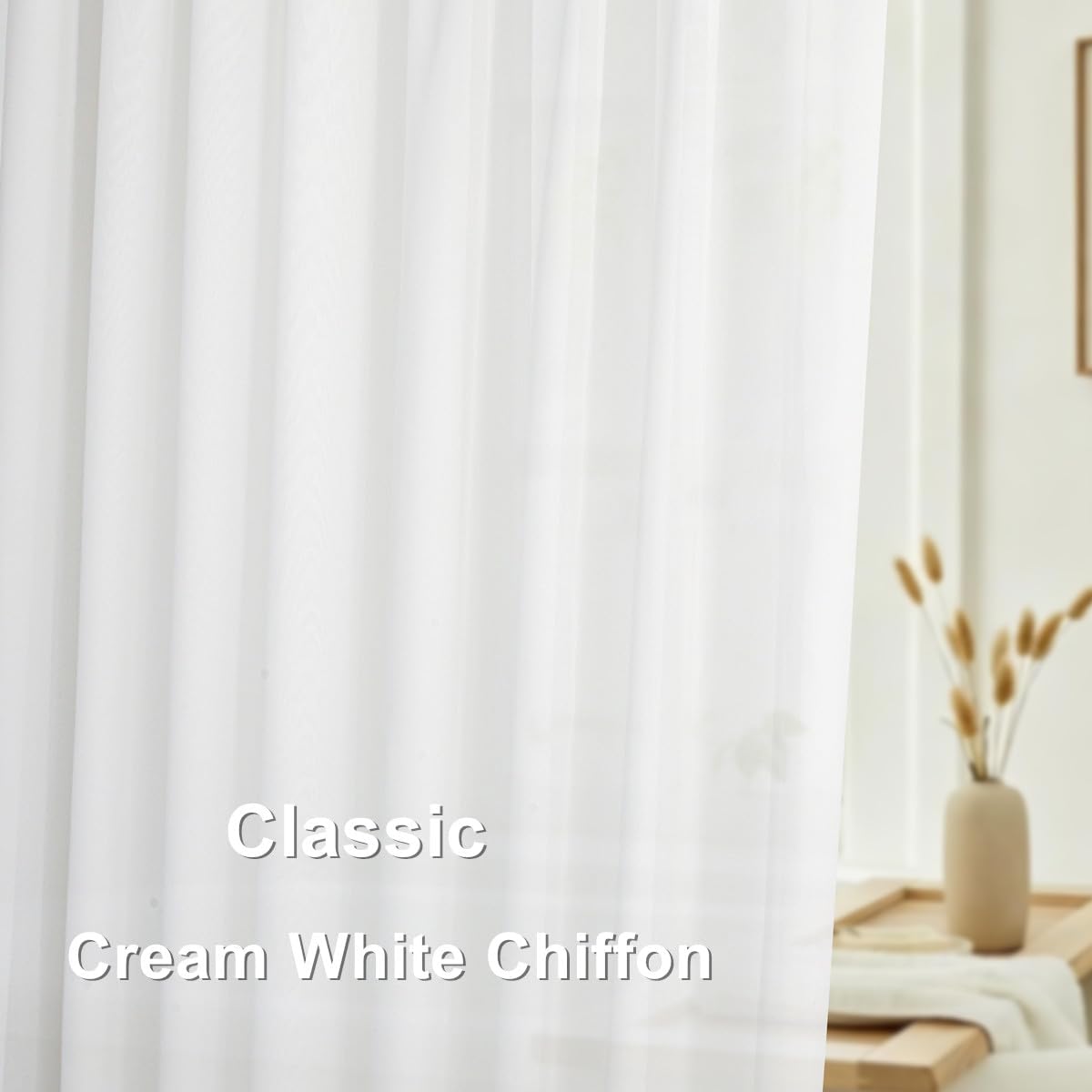Triple Pleated Warm White Sheer Curtains 84 Inches Long Window Tulle