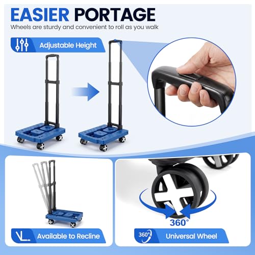 Image of Orzbow Car Seat Dolly for Airport, Folding Car Seat Travel Cart with 4 Wheels and Adjustable Handle, Carseat Roller for Airplane Travel with Straps, Compact Luggage Hand Trolley, Blue