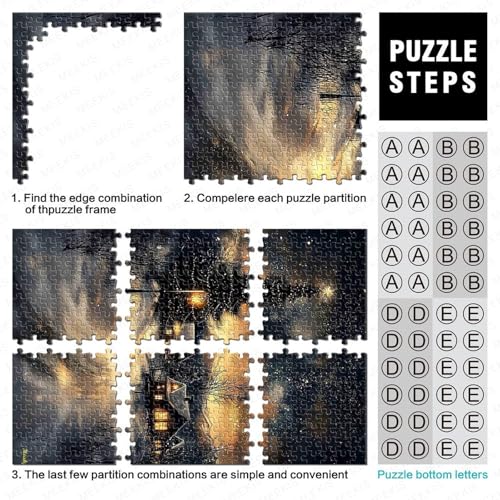 Puzzle de 1000 piezas de papel con paisaje de cabaña nevada de invierno 70x50 cm 5
