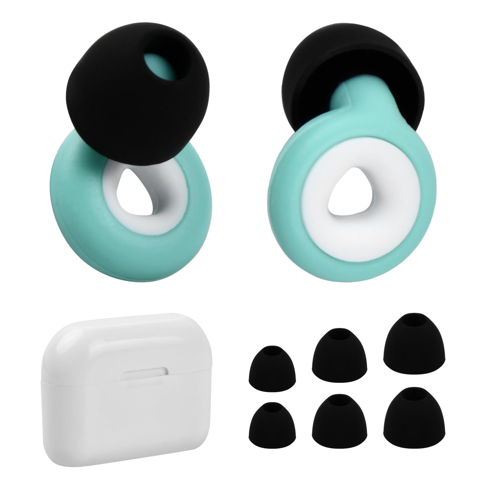 HoaaiGo Ear Plug for Sleeping, Silicone Earplug, Super Soft Reusable Hearing Protectors, Noise Reduction Ear Plug 27dB Noise Reduction (Green and White)