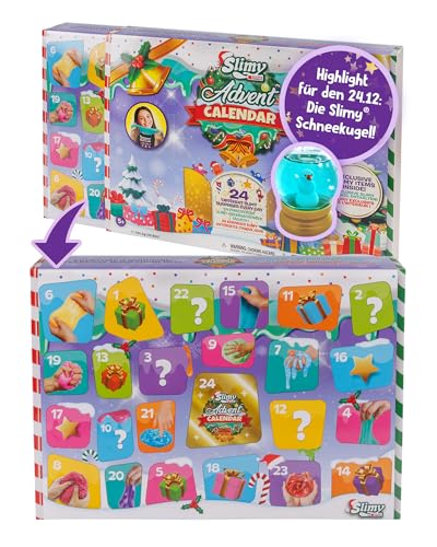 SLIMY Adventskalender Limited Edition mit 24 verschiedenen Spielmassen - Original Slime Geschenk-Set, weihnachtlicher Spielspaß für Kinder mit Schleim (ab 3 Jahren)