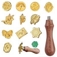 Wachssiegel Stempel Set, 11 Stile Retro Siegelstempel Set mit Holzgriff Siegelwachs Stempel Kit Wax Seal Stamp Wachs Siegel Stempel für Kartenumschläge Einladungen