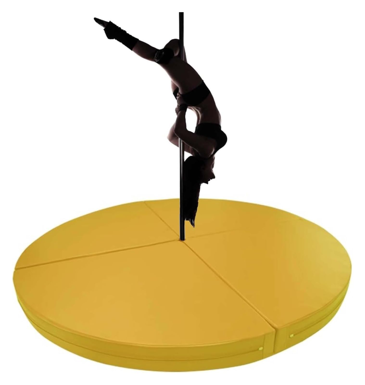 WJFTODAY Pole Dance Crash Mat - Thick Round Foldable Safety Pad for Stripper Pole, Home Gym Fall Cushion (Yellow, 120cm x 3cm - 47.2in x 1.2in)