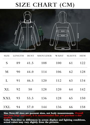 EnduaReve Regenmantel Damen Übergangsjacke PU Wasserdicht Frauen Regenjacke Lang Parka Regenparka mit Kapuze Outdoor grün L