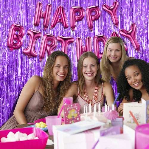 Image of 20 Pack Purple Backdrop Tinsel Streamers Foil Fringe Backdrop Halloween Party Decorations Purple Backdrop Curtain Birthday Graduation Bachelorette Christmas New Year Party Decorations
