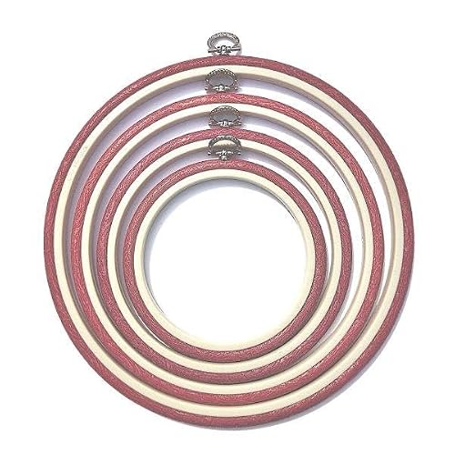 Luca-S Red Cross Stitch Round Hoop - Nurge Embroidery Hoop (, 8")